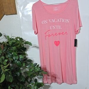 XOXO Womens Pink Short Sleeve  Pajama Top Size Large NWT
